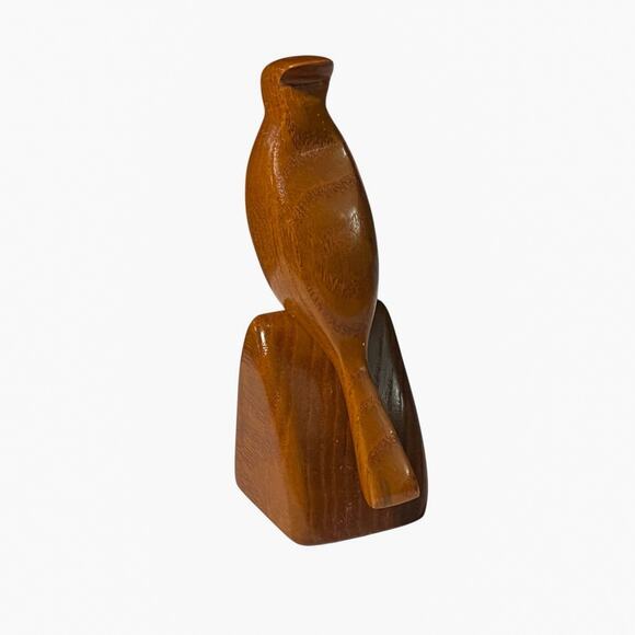 Vintage Hand Carved Wood Cardinal Bird Figure Signed Americana Smooth Folk Art - Picture 2 of 11